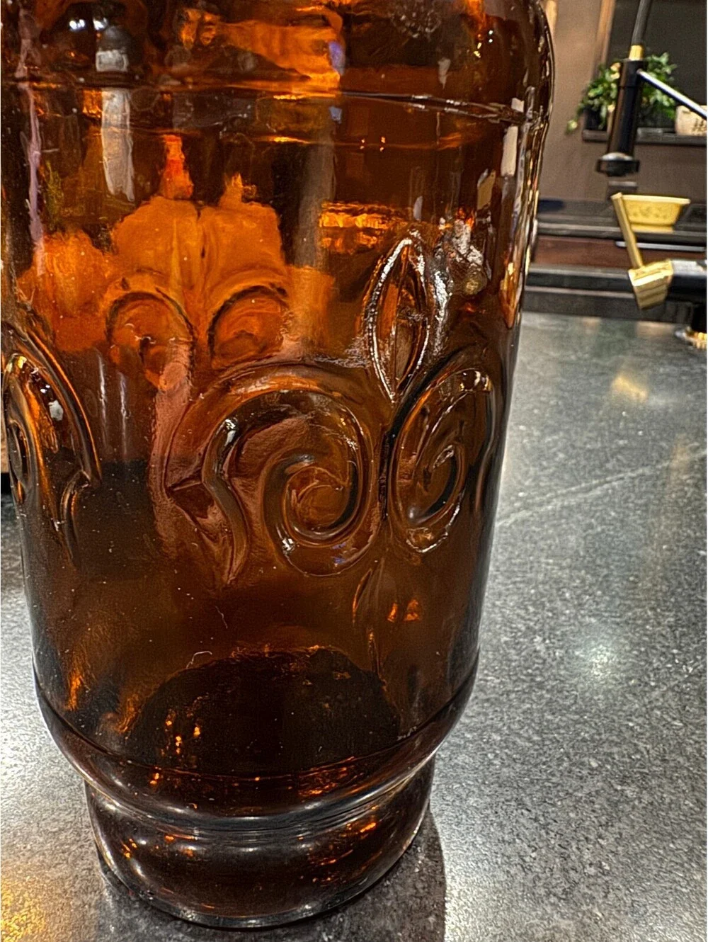 1970s Borden Cremora Amber Glass Apothecary Canister with Lid